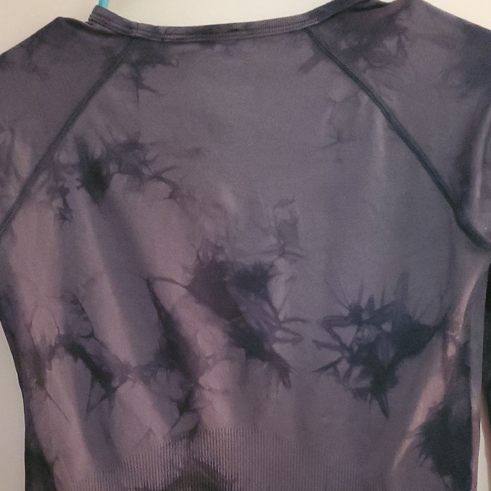 Zella Dark Blue Tie-Dye Long Sleeve Yoga Shirt Spandax - Picture 8 of 9